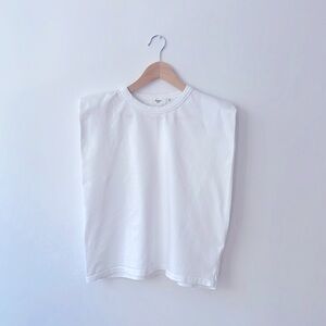 EVA PADDED SHOULDER MUSCLE T-SHIRT - WHITE